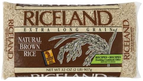 Riceland Natural, Extra Long Grain Brown Rice - 32 Oz, Nutrition ...