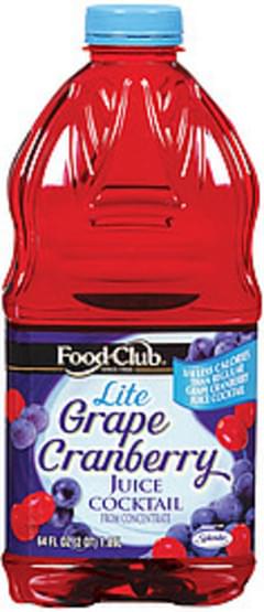 Food Club Lite Grape Cranberry Juice - 64 Oz, Nutrition Information | Innit