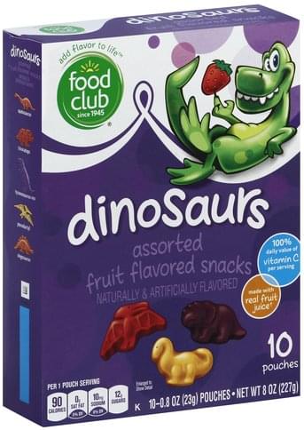 Food Club Dinosaurs, Assorted Fruit Flavored Snacks - 10 ea, Nutrition ...