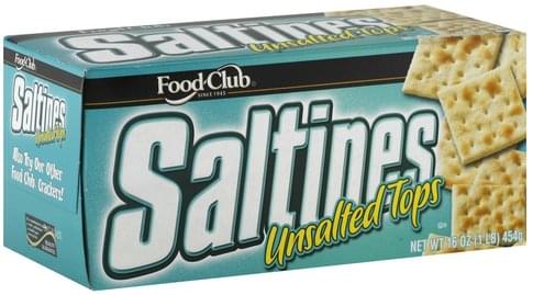 Food Club Unsalted Tops Saltines - 16 oz, Nutrition Information | Innit