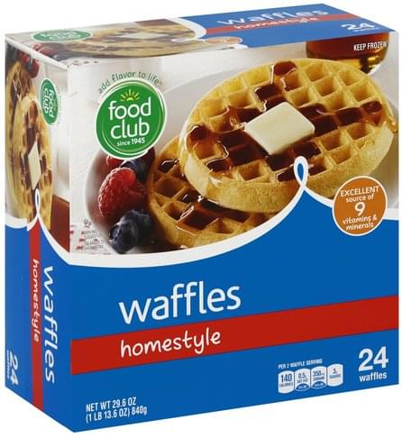 Food Club Homestyle Waffles - 24 ea, Nutrition Information | Innit