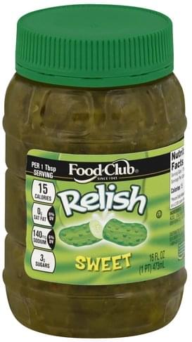 Food Club Sweet Relish - 16 oz, Nutrition Information | Innit