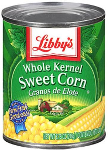 Libby's Whole Kernel Sweet Corn - 8.75 oz, Nutrition Information | Innit