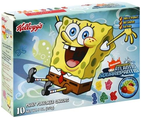 Kelloggs Fruit Flavored, SpongeBob SquarePants, Assorted Snacks - 10 ea ...