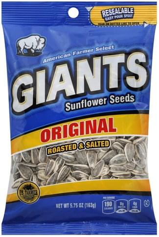 Giants Original, Roasted & Salted Sunflower Seeds - 5.75 oz, Nutrition ...