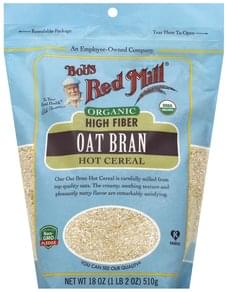 Bobs Red Mill Oat Bran, High Fiber Hot Cereal - 18 Oz, Nutrition ...