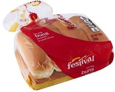 Festival Foods Enriched, Sliced Hot Dog Buns - 8 Ea, Nutrition ...