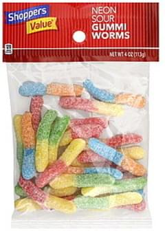 Shoppers Value Neon, Sour Gummi Worms - 4 oz, Nutrition Information | Innit