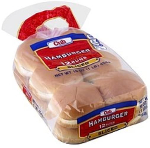 Cub Enriched, Sliced Hamburger Buns - 12 Ea, Nutrition Information | Innit