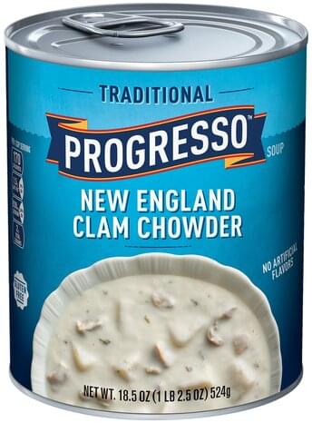 Progresso Clam Chowder, New England, Traditional Soup - 18.5 oz ...