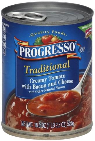 Progresso Creamy Tomato with Bacon and Cheese Soup - 18.5 oz, Nutrition ...