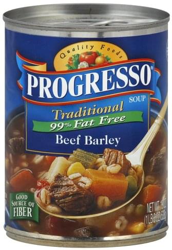 Progresso 99% Fat Free Beef Barley Soup - 19 oz, Nutrition Information ...