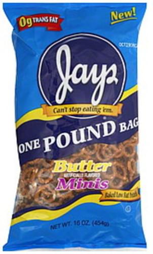 Jays Baked Low Fat, Butter Minis Pretzels - 16 oz, Nutrition ...