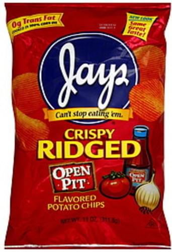 Jays Crispy Ridged, Open Pit Flavored Potato Chips - 11 oz, Nutrition ...