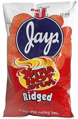 Jays Xtra Hot Stuff, Ridged Potato Chips - 12.25 oz, Nutrition ...