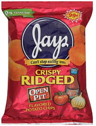 Jays Crispy Ridged, Open Pit Flavored Potato Chips - 2.5 oz, Nutrition ...