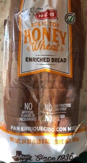 H-E-B Enriched, Split Top Honey Wheat Bread - 24 Oz, Nutrition ...