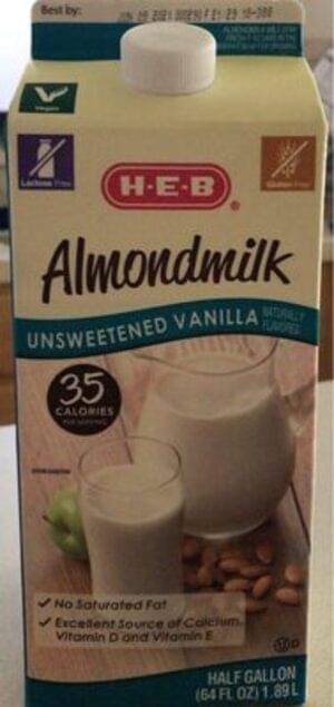 H-E-B Unsweetened Vanilla All Natural Almondmilk - 240 Ml, Nutrition ...