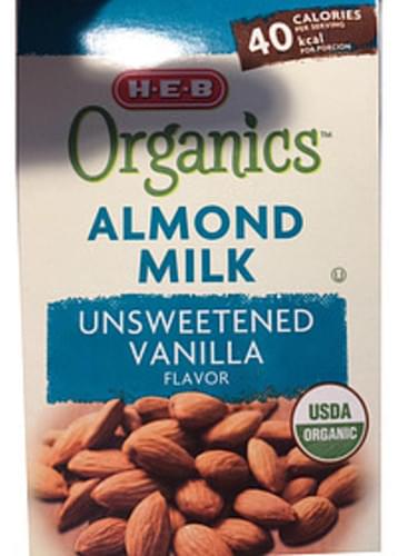 H-E-B Unsweetened Vanilla Flavor Almond Milk - 240 ml, Nutrition ...