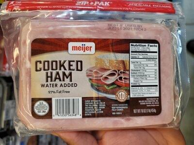 Meijer Cooked Ham - 16 oz, Nutrition Information | Innit