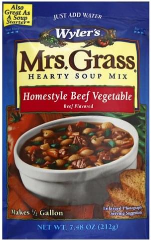 Mrs Grass Hearty Homestyle Beef Vegetable Soup Mix 7 48 Oz Nutrition Information Innit