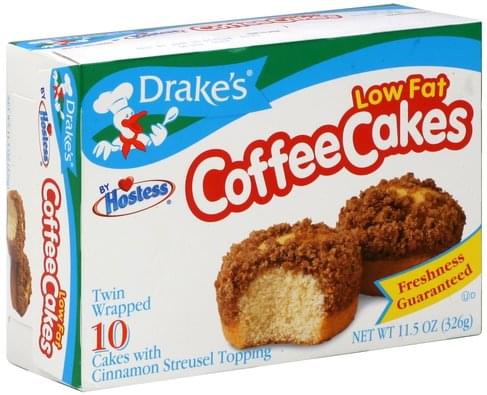 Drakes Low Fat Coffee Cakes - 10 ea, Nutrition Information | Innit