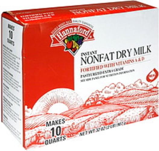 Hannaford Non Fat Dry Milk, Instant Nonfat Dry Milk - 32 oz, Nutrition ...