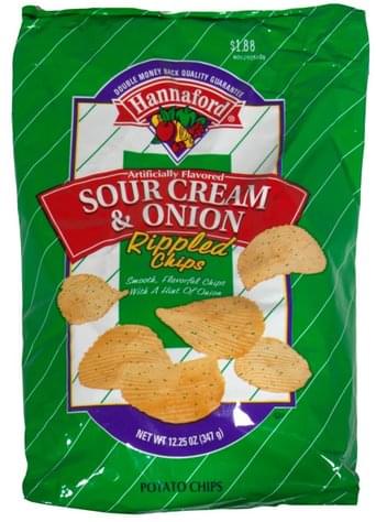 Hannaford Rippled Chips, Sour Cream & Onion Potato Chips - 12.25 oz ...