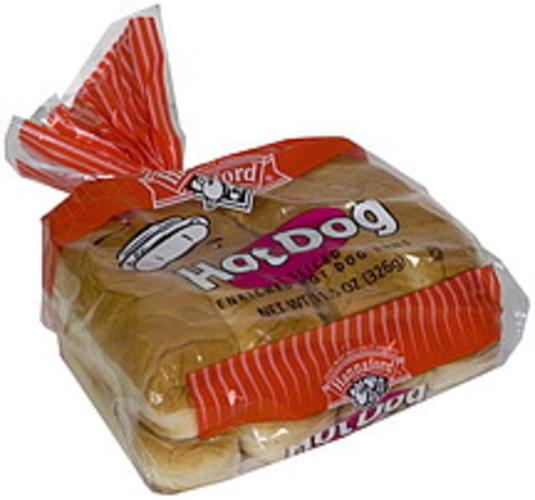 Hannaford Buns, Sliced, Enriched Hot Dog Bread - 8 Ea, Nutrition ...