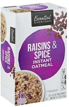 Essential Everyday Instant, Raisins & Spice Oatmeal - 10 ea, Nutrition ...