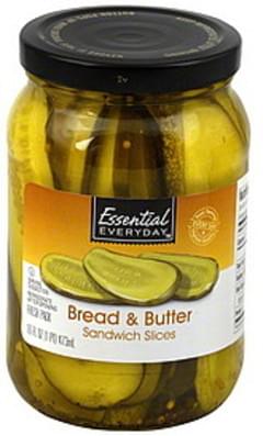 Essential Everyday Bread & Butter Sandwich Slices - 16 oz, Nutrition ...