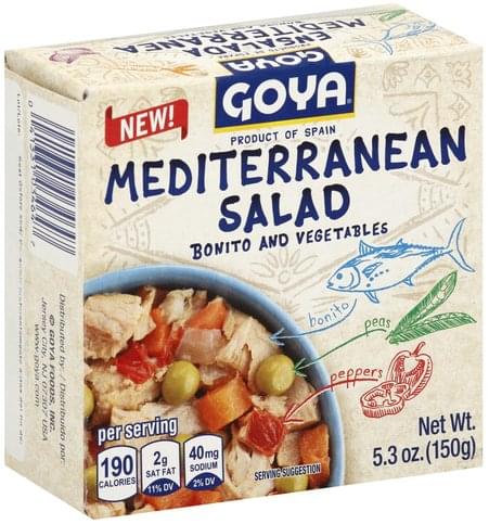 GOYA Bonito and Vegetables Mediterranean Salad - 5.3 oz, Nutrition ...