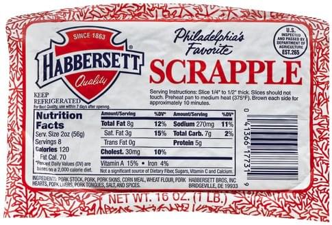 Habbersett Scrapple - 16 oz, Nutrition Information | Innit