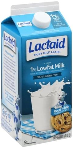 Lactaid Low Fat, 1% Milk - 0.5 Gl, Nutrition Information 