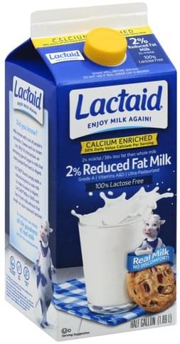 Lactaid Reduced Fat, 2% Milkfat Milk - 0.5 gl, Nutrition Information ...