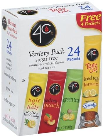 4C Sugar Free, Variety Pack Ice Tea Mix - 24 ea, Nutrition Information ...