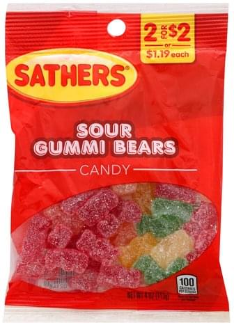 SATHERS Sour, Gummi Bears Candy - 4 oz, Nutrition Information | Innit