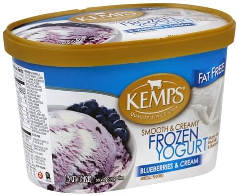 Kemps Blueberries & Cream, Fat Free Frozen Yogurt - 1.5 QT, Nutrition ...