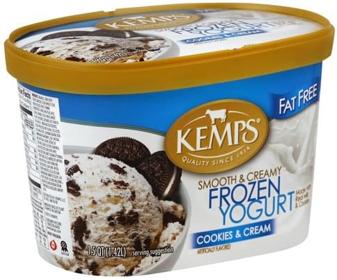 Kemps Cookies & Cream, Fat Free Frozen Yogurt - 1.5 QT, Nutrition ...