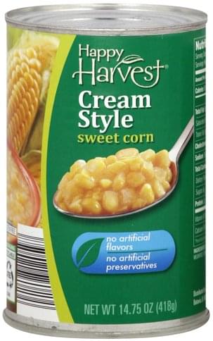 Happy Harvest Cream Style Sweet Corn - 14.75 oz, Nutrition Information ...