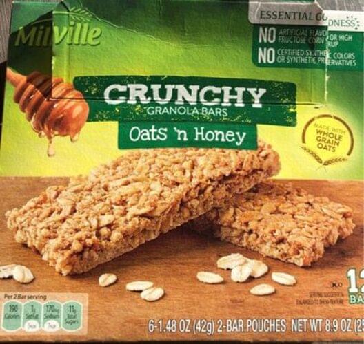 Millville Oats 'n Honey Crunchy Granola Bars - 42 g, Nutrition ...