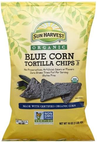 Sun Harvest Organic Blue Corn Tortilla Chips 16 Oz Nutrition Information Innit