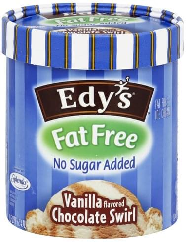 Edys Fat Free No Sugar Added Vanilla Flavored Chocolate Swirl Ice Cream 1 5 Qt Nutrition Information Innit