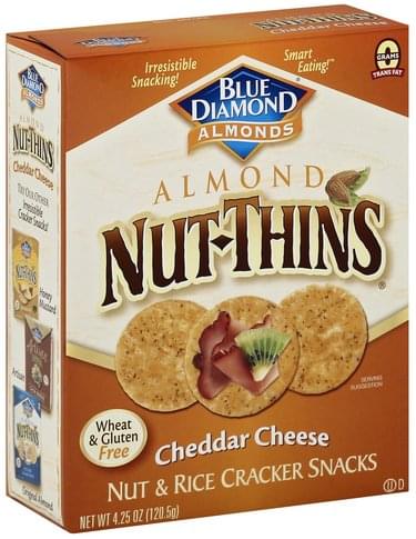 Blue Diamond Nut & Rice, Almond, Cheddar Cheese Cracker Snacks - 4.25 ...