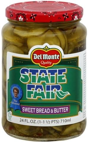 Del Monte Sweet Bread Butter Pickles 24 Oz Nutrition Information Innit