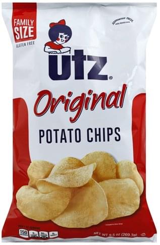 Utz Original, Family Size Potato Chips - 9.5 oz, Nutrition Information ...