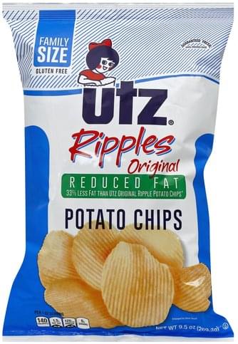 Utz Reduced Fat, Ripples, Original, Family Size Potato Chips - 9.5 oz ...