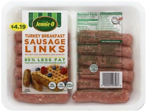 Jennie O Sausage Links Turkey Breakfast - 12 Oz, Nutrition Information 