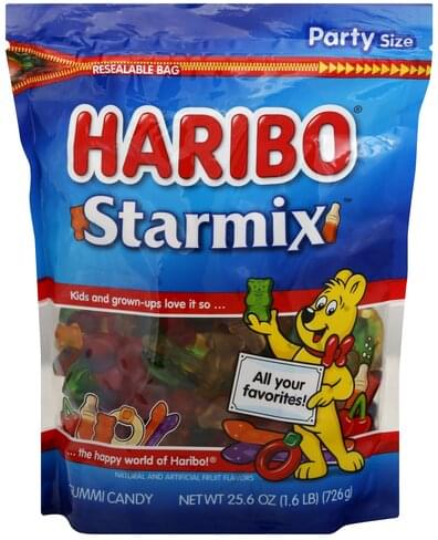 HARIBO Starmix, Party Size Gummi Candy - 25.6 oz, Nutrition Information ...