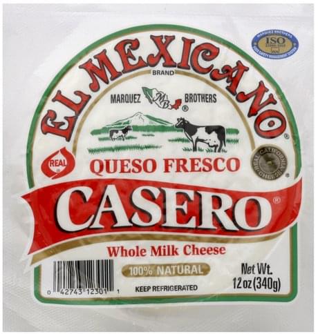 El Mexicano Whole Milk, Casero Cheese - 12 oz, Nutrition Information ...